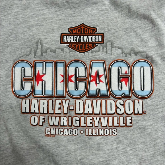 Harley Davidson Women's V-neck Gray Tshirt Size Large Chicago - Picture 9 of 9